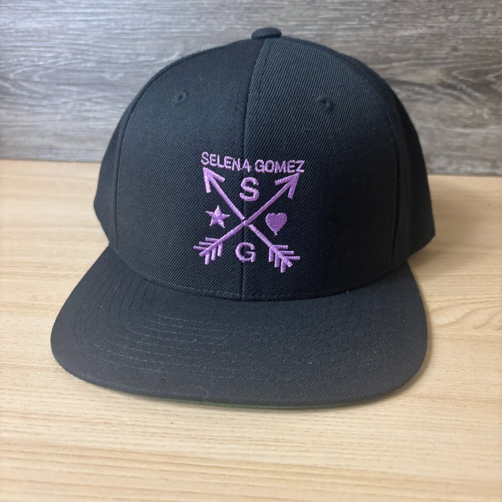 Selena Gomez Hat Cap Snap Back Black Purple Adjustable
